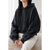 Tarz Cool Kadın Oversize Kapüşonlu Sweatshirt Rahat Kalıp Günlük Basic Hoodie