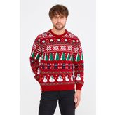 Tarz Cool Kırmızı Erkek Christmas Yılbaşı Kazağı-noelkzkr32s