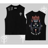 Tarzsokak Gothic Cat Made in Hell Baskılı Sweatshirt Kolsuz Tshirt