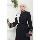 Taş Detaylı Abiye Elbise Siyah HM22464