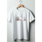 Taş Kağıt Makas Baskılı Oversize Beyaz Tshirt - XL