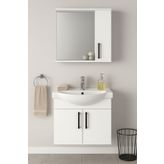 Tasarım DMZ Home Concept Lacrime 65 cm Banyo Dolabı Takımı – Tamamı Mdf - Beyaz – Oval Seramik Lavabolu