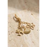 Taşlı Çiçekli Bikini Charm Gold