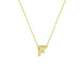 Taşlı F Harfli Minimal Altın Harf Kolye