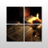 Technopa Kitap ve Mum 120x120 cm Kanvas Tablo