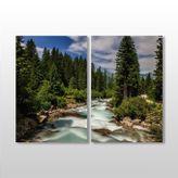 Technopa Orman Nehir 90x80 cm Kanvas Tablo