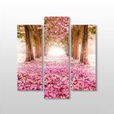 Technopa Pembe Çiçekli Yol 102x110 cm Kanvas Tablo