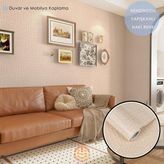 TechnoSmart 60cm×300cm Kendinden Yapışkanlı Keten Görünümlü Duvar Kağıdı Mutfak Dolap Masa Kaplama Koyu Bej