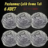 Technow %100 Paslanmaz Çelik Sürtme Bulaşık Ovma Teli 6 Adet