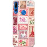 Techtree Honor 9X Uyumlu Pembe Posta Pulları Baskılı Silikon Kılıf