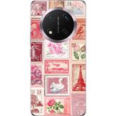 Techtree Honor Magic 7 Lite Uyumlu Pembe Posta Pulları Baskılı Silikon Kılıf