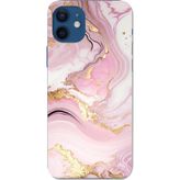 Techtree iPhone 12-12 PRO Uyumlu Pembe Mermer Baskılı Silikon Kılıf