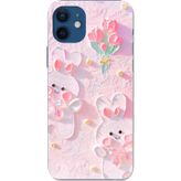Techtree iPhone 12-12 PRO Uyumlu Sevimli Tavşanlar Baskılı Silikon Kılıf