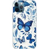 Techtree iPhone 12 PRO MAX Uyumlu Mavi Kelebekler Baskılı Silikon Kılıf