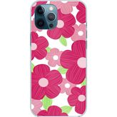 Techtree iPhone 12 PRO MAX Uyumlu Pembe Çiçek Desenli Baskılı Silikon Kılıf