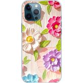 Techtree iPhone 12 PRO MAX Uyumlu Renkli Çiçek Bahçesi Baskılı Silikon Kılıf