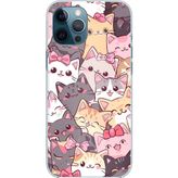 Techtree iPhone 12 PRO MAX Uyumlu Sevimli Kediler Baskılı Silikon Kılıf