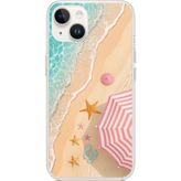 Techtree iPhone 13-14 Uyumlu Pembe Şemsiyeli Sahil Baskılı Silikon Kılıf