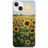 Techtree iPhone 14 PLUS Uyumlu Ay çiçeği sulu boya Baskılı Silikon Kılıf