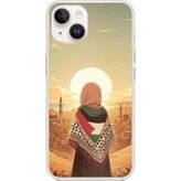 Techtree iPhone 14 PLUS Uyumlu Filistine Özgürlük Kız Baskılı Silikon Kılıf