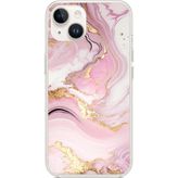 Techtree iPhone 14 PLUS Uyumlu Pembe Mermer Baskılı Silikon Kılıf