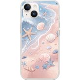 Techtree iPhone 14 PLUS Uyumlu Sahil Deniz Kabuğu Baskılı Silikon Kılıf