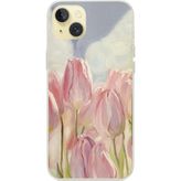 Techtree iPhone 15 PLUS Uyumlu Pembe Laleler Baskılı Silikon Kılıf