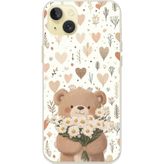 Techtree iPhone 15 PLUS Uyumlu Romantik Sevimli Ayıcık Baskılı Silikon Kılıf