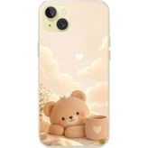 Techtree iPhone 15 PLUS Uyumlu Sevimli Tatlı Ayı Baskılı Silikon Kılıf