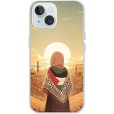 Techtree iPhone 15 Uyumlu Filistine Özgürlük Kız Baskılı Silikon Kılıf