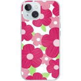 Techtree iPhone 15 Uyumlu Pembe Çiçek Desenli Baskılı Silikon Kılıf