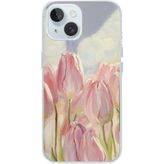 Techtree iPhone 15 Uyumlu Pembe Laleler Baskılı Silikon Kılıf