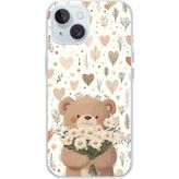 Techtree iPhone 15 Uyumlu Romantik Sevimli Ayıcık Baskılı Silikon Kılıf