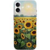 Techtree iPhone 16 PLUS Uyumlu Ay çiçeği sulu boya Baskılı Silikon Kılıf