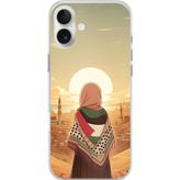 Techtree iPhone 16 PLUS Uyumlu Filistine Özgürlük Kız Baskılı Silikon Kılıf