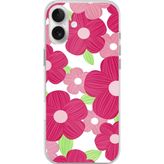 Techtree iPhone 16 PLUS Uyumlu Pembe Çiçek Desenli Baskılı Silikon Kılıf