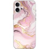 Techtree iPhone 16 PLUS Uyumlu Pembe Mermer Baskılı Silikon Kılıf