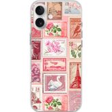 Techtree iPhone 16 PLUS Uyumlu Pembe Posta Pulları Baskılı Silikon Kılıf