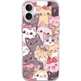 Techtree iPhone 16 PLUS Uyumlu Sevimli Kediler Baskılı Silikon Kılıf