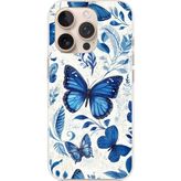 Techtree iPhone 16 PRO MAX Uyumlu Mavi Kelebekler Baskılı Silikon Kılıf
