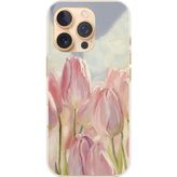 Techtree iPhone 16 PRO Uyumlu Pembe Laleler Baskılı Silikon Kılıf