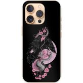Techtree iPhone 16 PRO Uyumlu Pembe Siyah Yılan Baskılı Silikon Kılıf