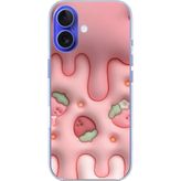 Techtree iPhone 16 Uyumlu Çilekli Pasta Baskılı Silikon Kılıf