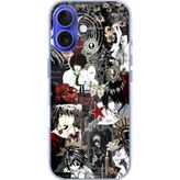 Techtree iPhone 16 Uyumlu Death Note Kolaj Tasarımlı Baskılı Silikon Kılıf