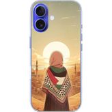 Techtree iPhone 16 Uyumlu Filistine Özgürlük Kız Baskılı Silikon Kılıf