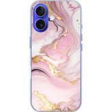 Techtree iPhone 16 Uyumlu Pembe Mermer Baskılı Silikon Kılıf