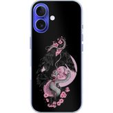Techtree iPhone 16 Uyumlu Pembe Siyah Yılan Baskılı Silikon Kılıf