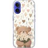 Techtree iPhone 16 Uyumlu Romantik Sevimli Ayıcık Baskılı Silikon Kılıf