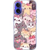 Techtree iPhone 16 Uyumlu Sevimli Kediler Baskılı Silikon Kılıf