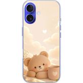 Techtree iPhone 16 Uyumlu Sevimli Tatlı Ayı Baskılı Silikon Kılıf